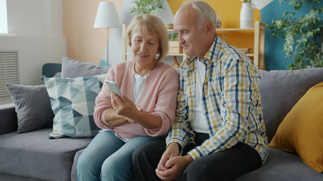 elderly person with family