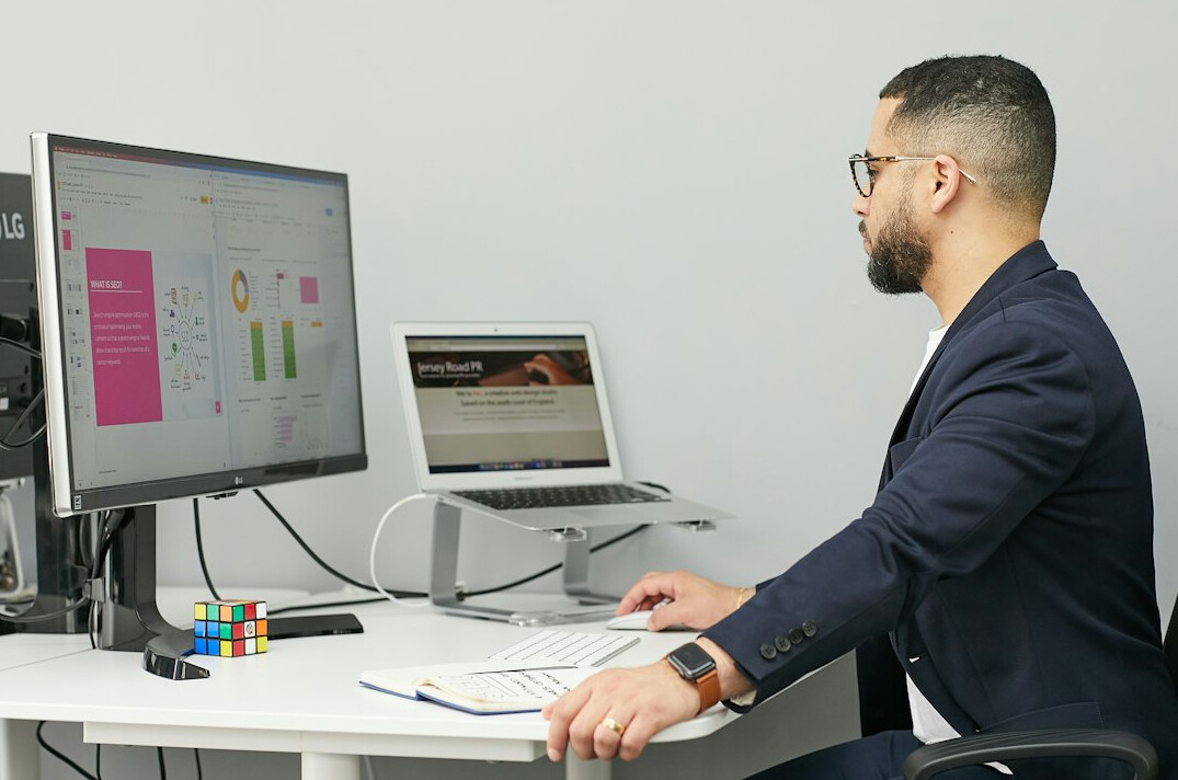 researcher analyzing data