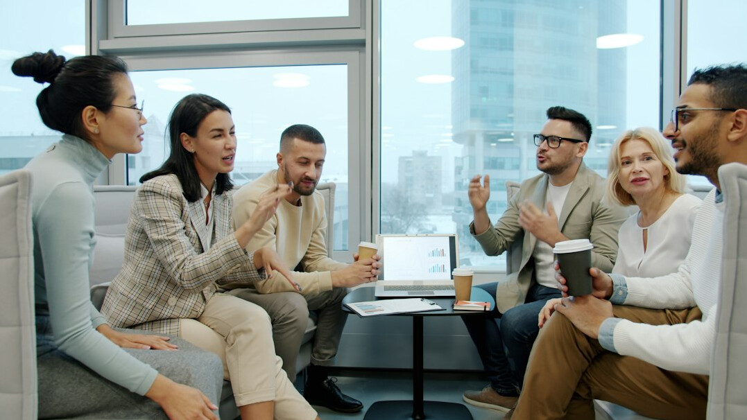 group of diverse people in discussion